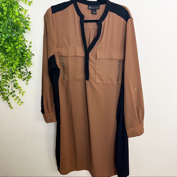 Lane Bryant Brown Black T-shirt Mini Dress Size 24 - Picture 6 of 6